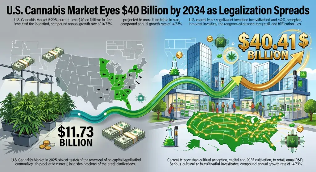 U.S. Cannabis Market Eyes $40 Billion by 2034 as Legalization Spreads
